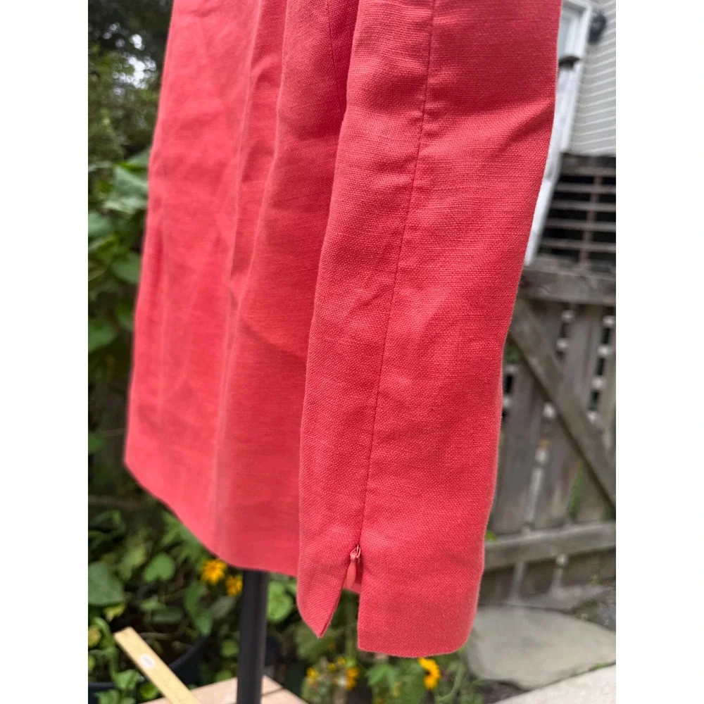 Kasper Woman Coral Pink Linen Blend Blazer and Tank Set 18W Pick Stitch 2 Piece